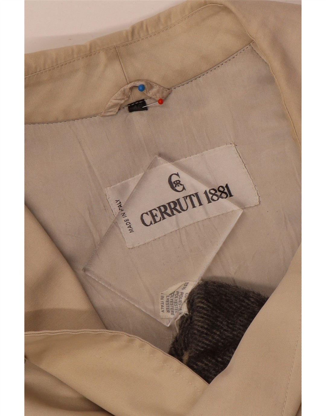 Cerruti 1881 Mens Overcoat IT 46 Small Beige Cotton