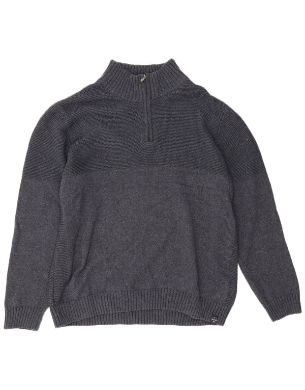 Weird Fish Mens Zip Neck Jumper Sweater 2XL Navy Blue Polyester