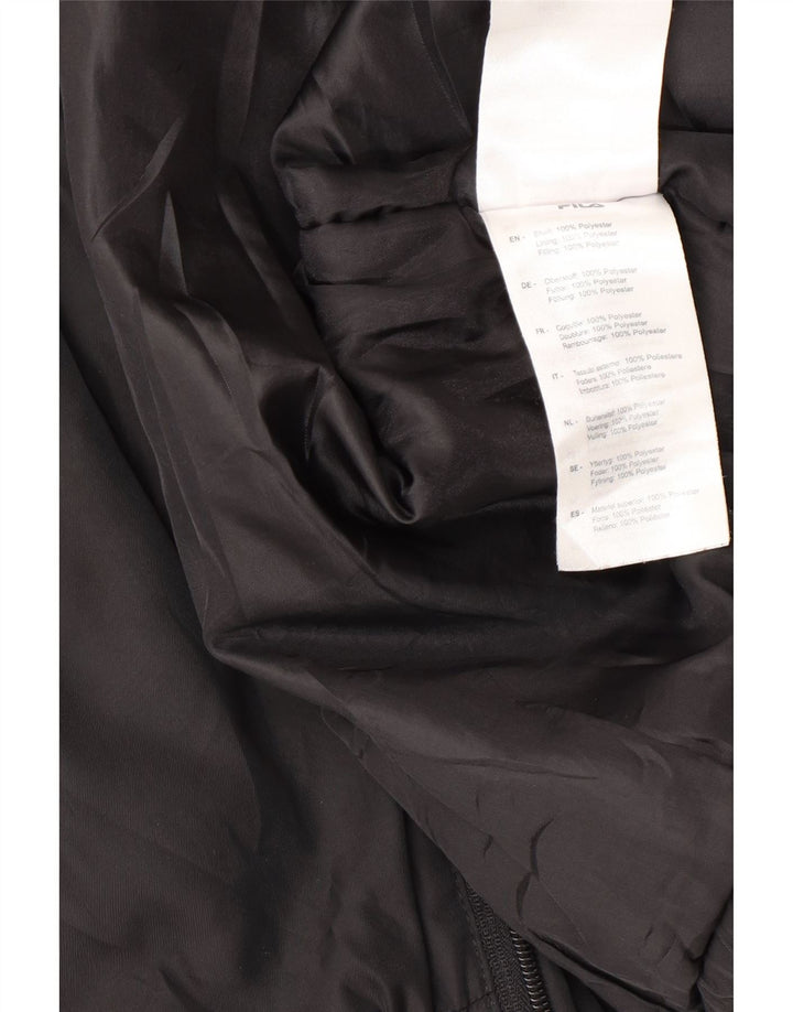 Fila Mens Hooded Bomber Jacket UK 38 Medium Black Colourblock Polyester