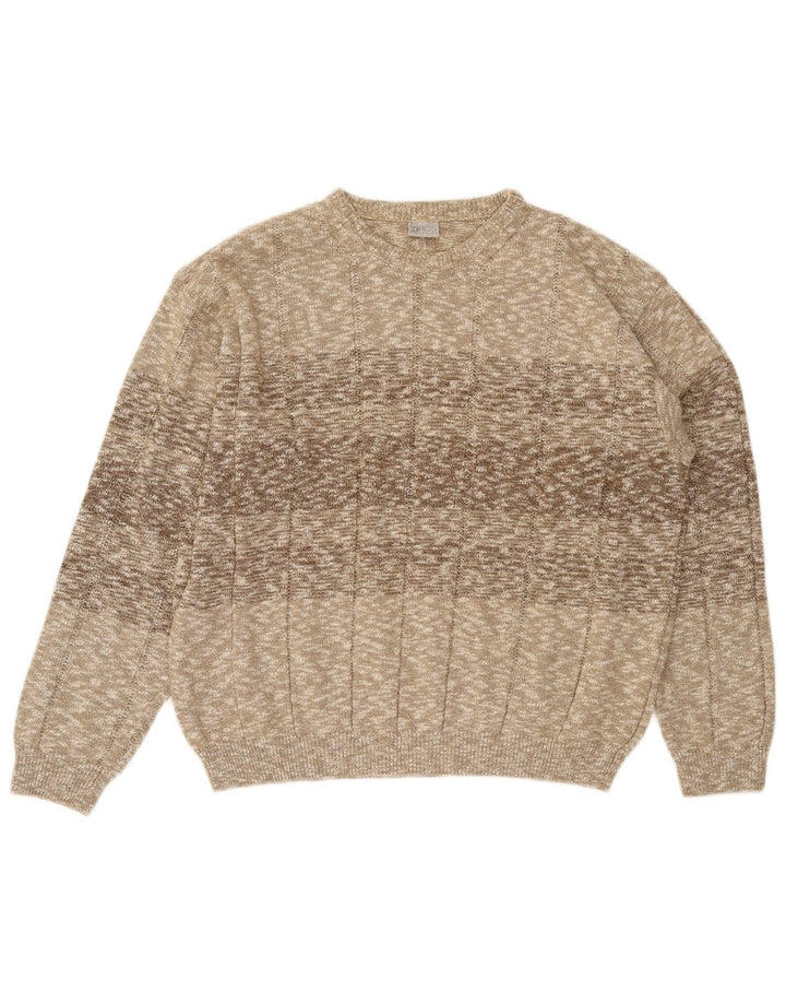 Vintage Mens Crew Neck Jumper Sweater XL Beige Flecked