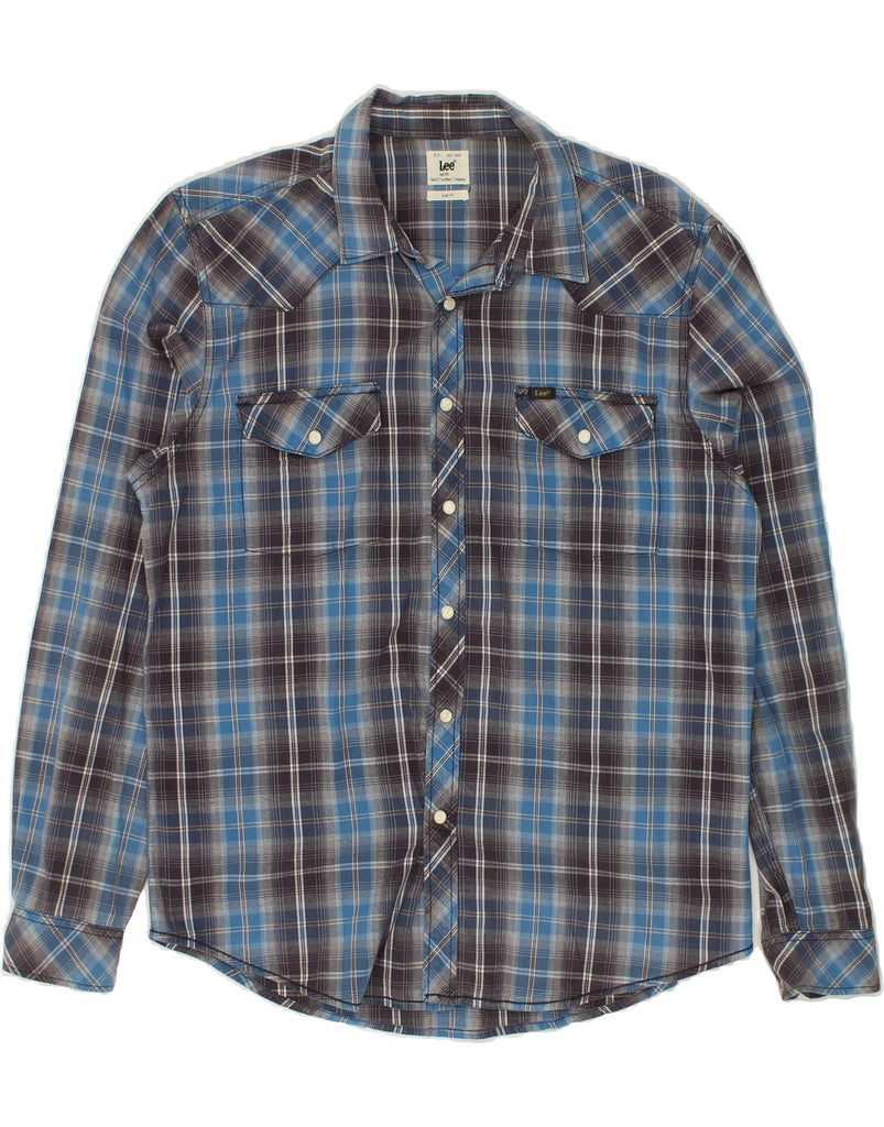 LEE Mens Slim Fit Shirt XL Blue Check Cotton | Vintage Lee | Thrift | Second-Hand Lee | Used Clothing | Messina Hembry 