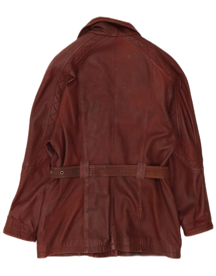 C&A Womens New Fast Oversized Leather Jacket EU 34 XS Brown Leather