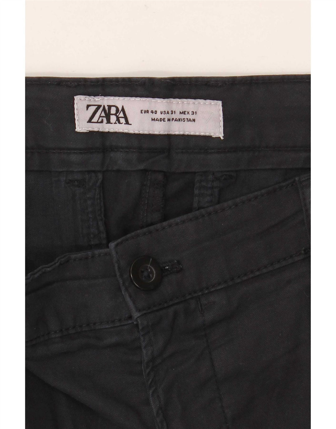 Zara Mens Slim Chino Trousers EU 40 Medium W31 L26 Black