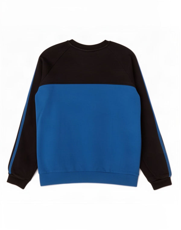 Adidas Boys Sweatshirt Jumper 11-12 Years Blue Colourblock Cotton