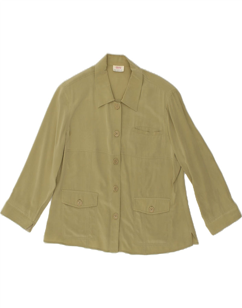 CHERIE Womens Shirt UK 14 Large Green Silk | Vintage cherie | Thrift | Second-Hand cherie | Used Clothing | Messina Hembry 
