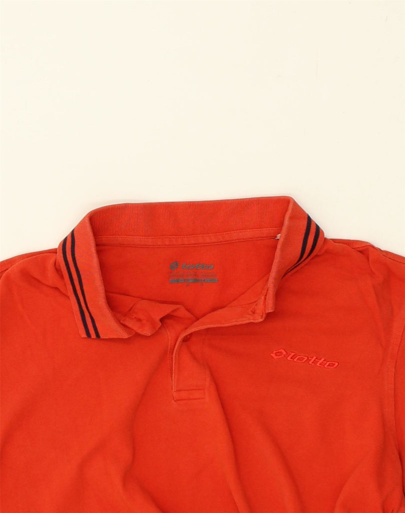 LOTTO Mens Long Sleeve Polo Shirt Medium Orange Cotton | Vintage Lotto | Thrift | Second-Hand Lotto | Used Clothing | Messina Hembry 