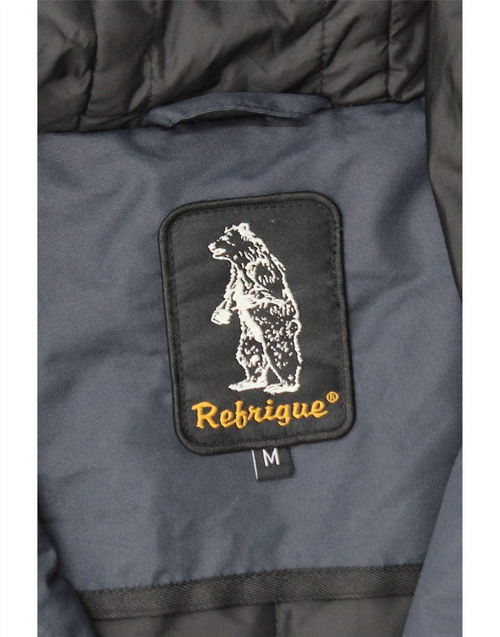 Refrigue Mens Hooded Parka Jacket UK 38 Medium Navy Blue Polyester