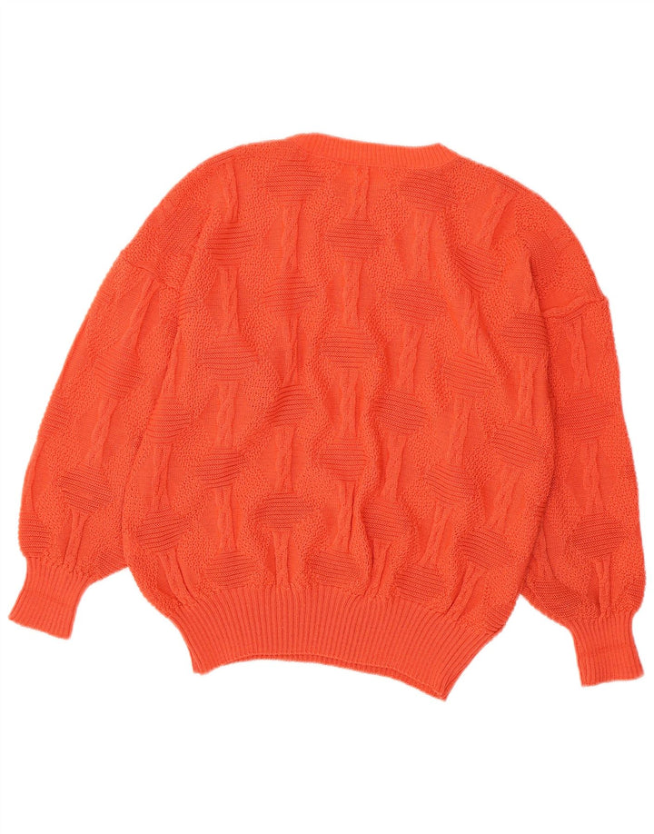 VINTAGE Womens Crew Neck Jumper Sweater UK 18 XL Orange Acrylic
