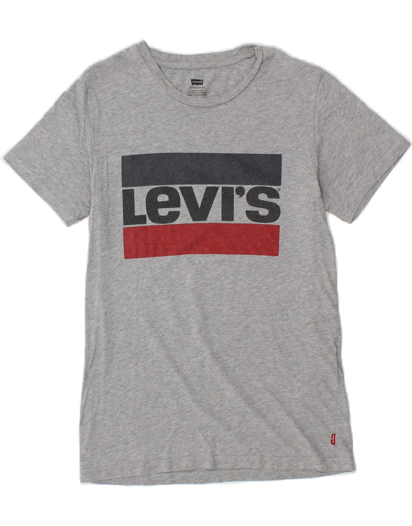 LEVI'S Womens Graphic T-Shirt Top UK 6 XS Grey Cotton | Vintage Levi's | Thrift | Second-Hand Levi's | Used Clothing | Messina Hembry 