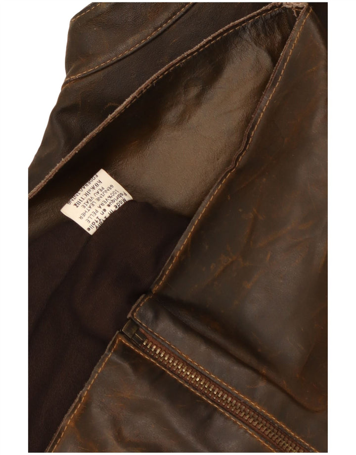 Vintage Mens Leather Jacket UK 36 Small Brown Leather
