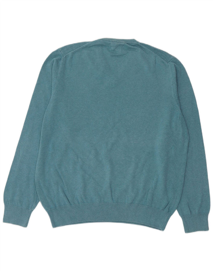 Marks & Spencer Mens V-Neck Jumper Sweater XL Blue Cotton