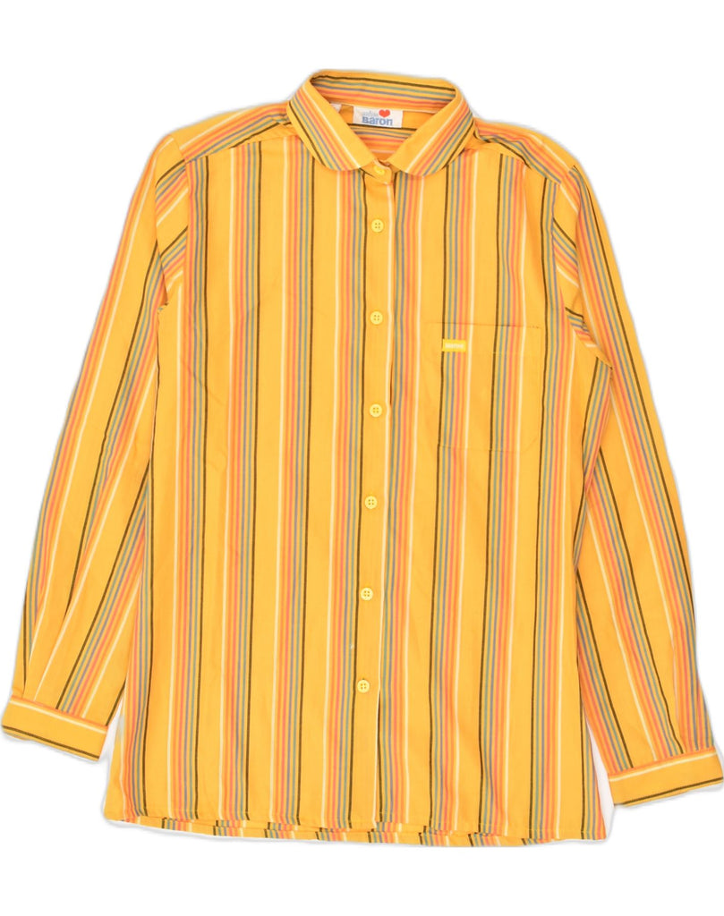 VINTAGE Womens Shirt EU 36 Small Yellow Pinstripe Polyester | Vintage Vintage | Thrift | Second-Hand Vintage | Used Clothing | Messina Hembry 