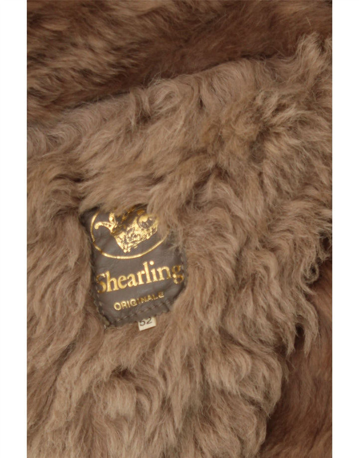 Vintage Mens Shearling Jacket IT 52 XL Brown Shearling