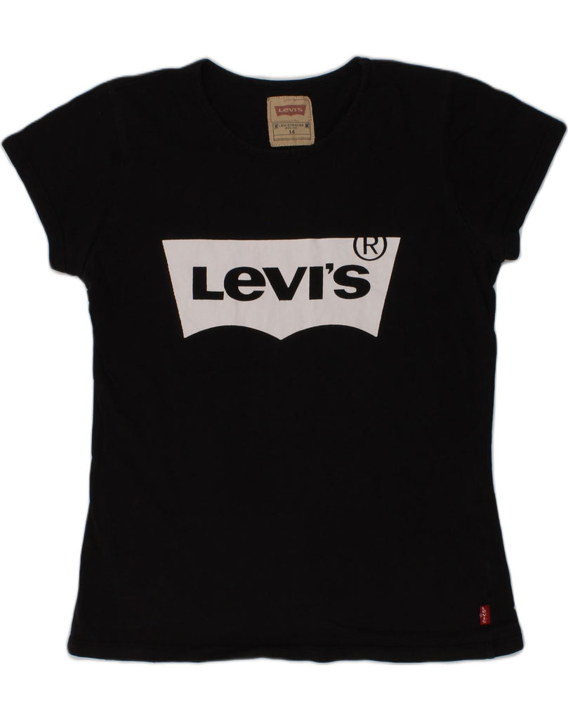 LEVI'S Girls Graphic T-Shirt Top 13-14 Years Black Cotton | Vintage Levi's | Thrift | Second-Hand Levi's | Used Clothing | Messina Hembry 