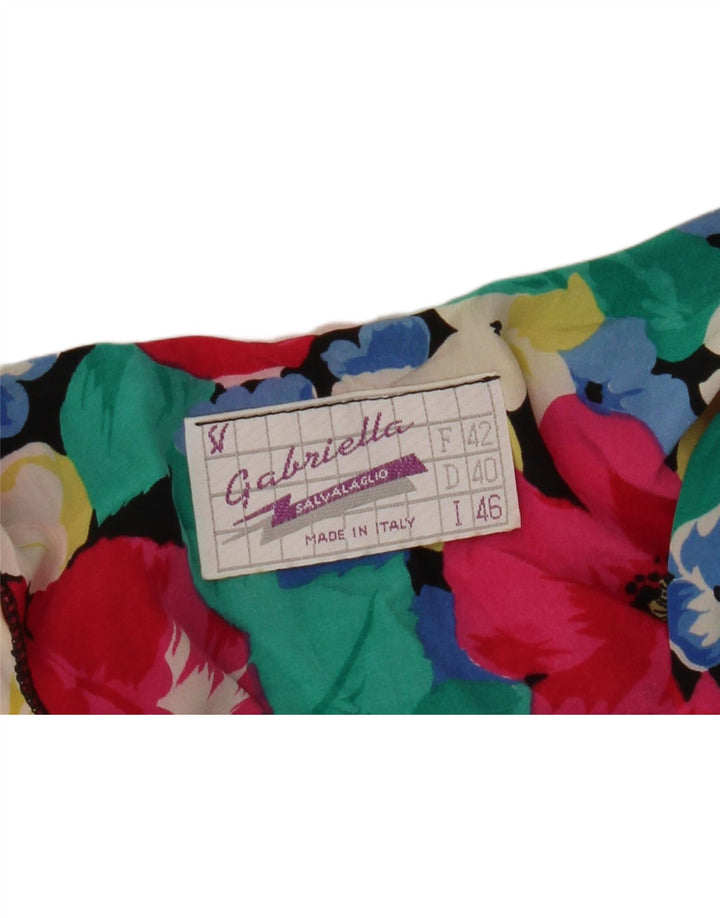 Vintage Womens 3/4 Sleeve Blouse Top IT 46 Large Multicoloured Floral
