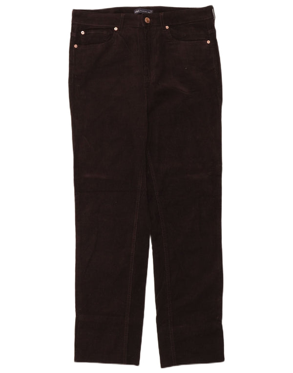 Marks & Spencer Womens Straight Corduroy Trousers UK 14 Large W34 L28 Brown