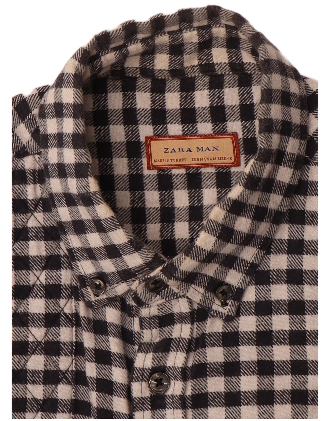 Zara Mens Flannel Shirt Medium Black Gingham