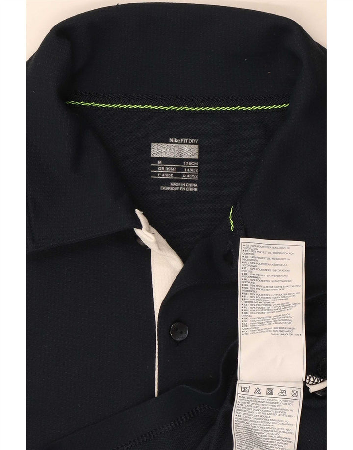 Nike Mens Polo Shirt UK 39/41 Medium Navy Blue Colourblock Polyester