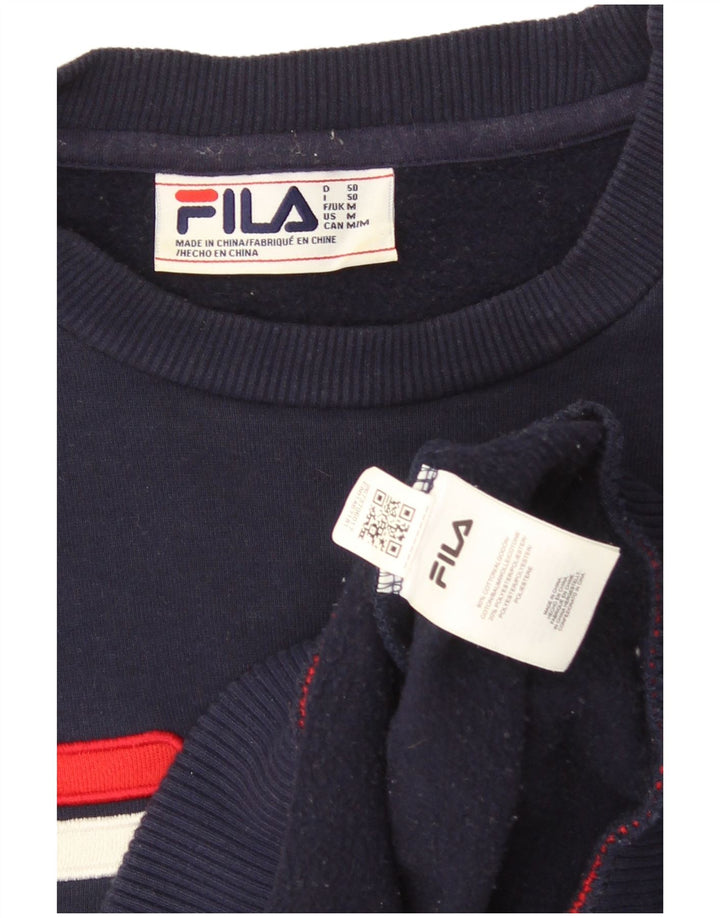 Fila Mens Graphic Sweatshirt Jumper Medium Navy Blue Cotton