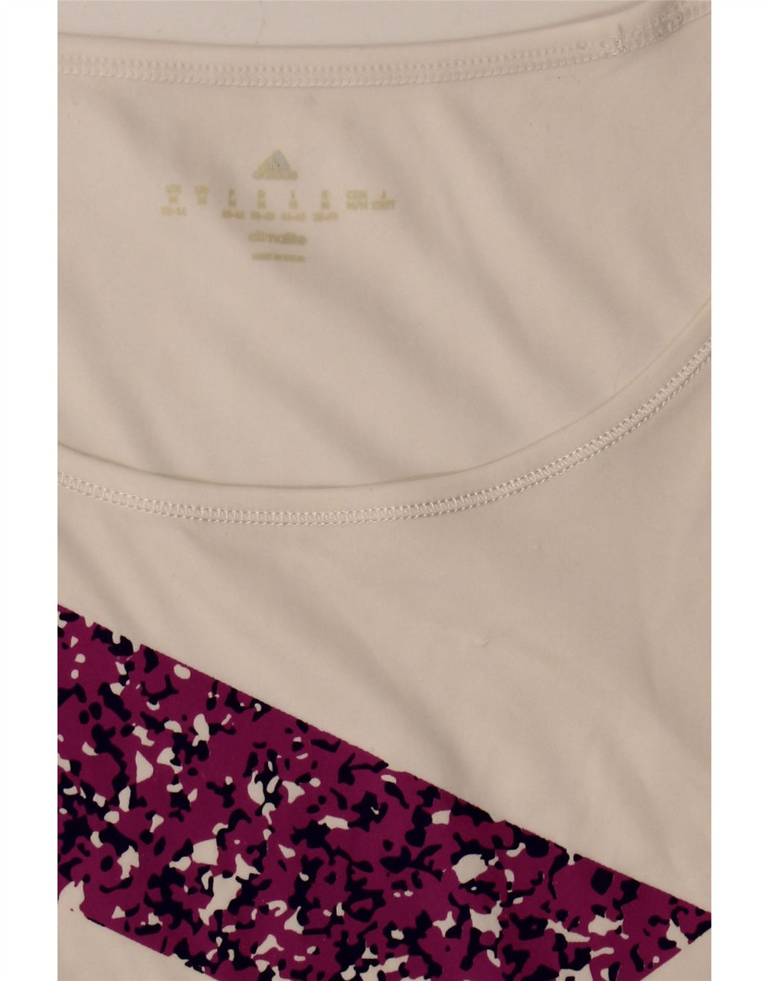 ADIDAS Womens Climalite Graphic T-Shirt Top UK 12/14 Medium White Vintage Adidas and Second-Hand Adidas from Messina Hembry 