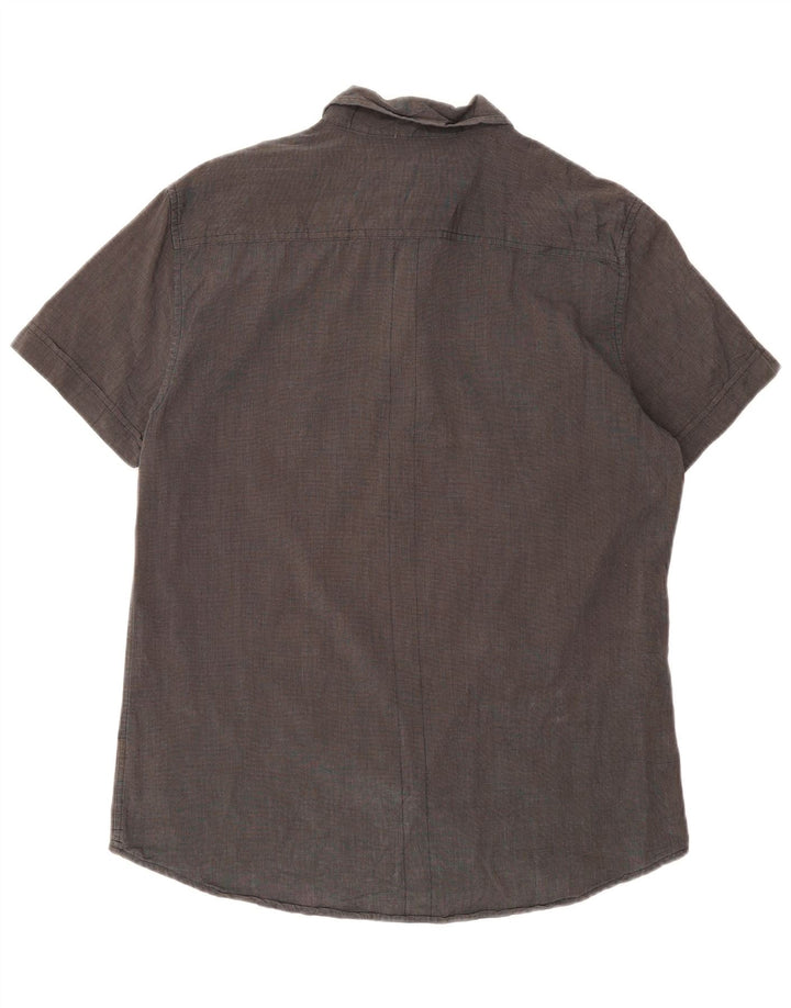 Guess Mens Short Sleeve Shirt Large Grey Cotton