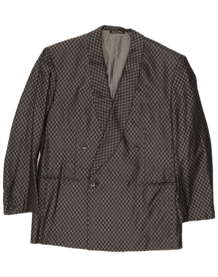 Pal Zileri Mens Double Breasted Blazer Jacket IT 48 Medium Grey Geometric
