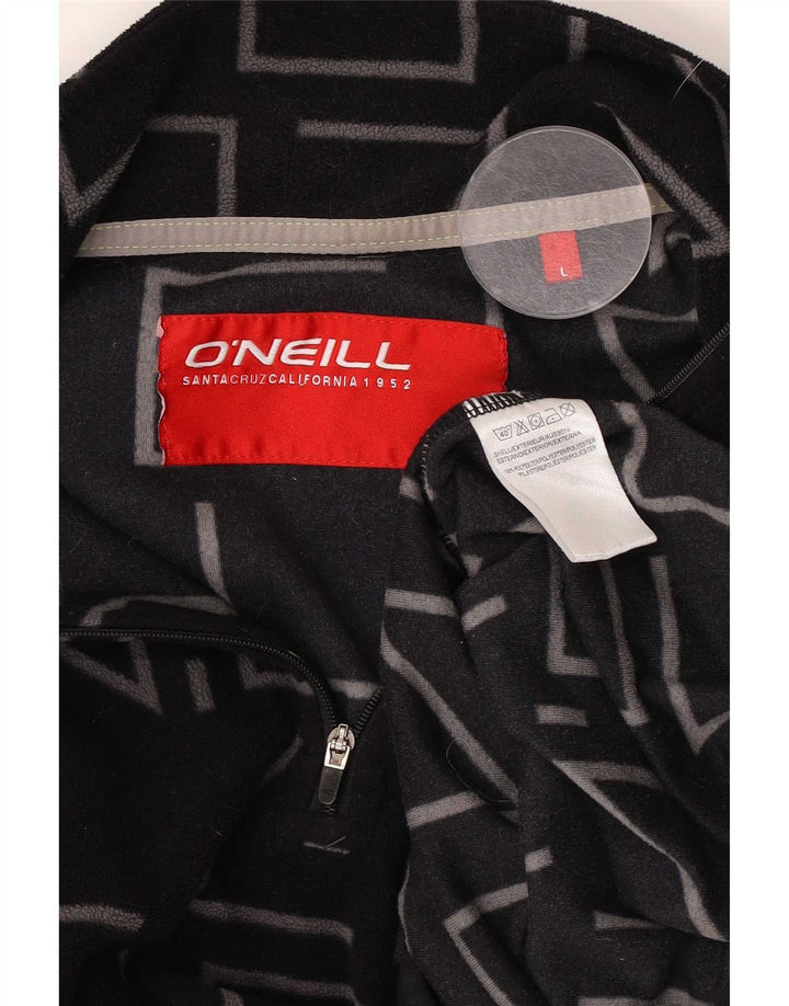 O'Neill Mens Graphic Zip Neck Fleece Jumper Large Black Polyester