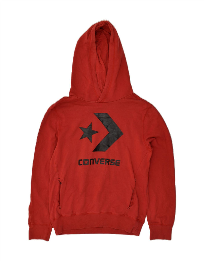 CONVERSE Mens Graphic Hoodie Jumper Small Red Cotton | Vintage Converse | Thrift | Second-Hand Converse | Used Clothing | Messina Hembry 