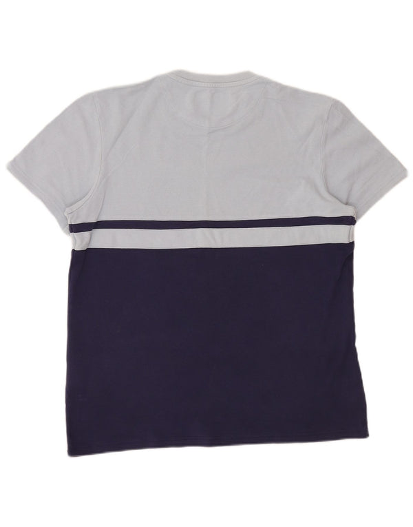 Lyle & Scott Mens T-Shirt Top Medium Navy Blue Colourblock Cotton