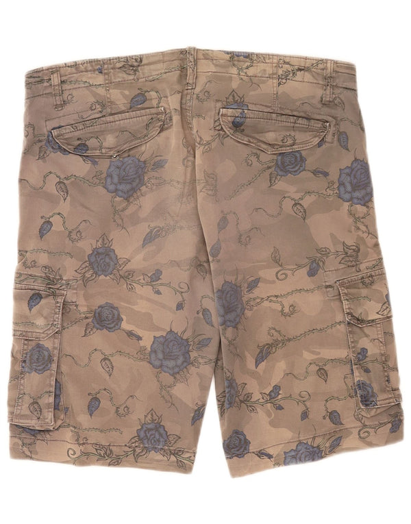 Scorpion Bay Mens Cargo Shorts W34 Large Brown Floral Cotton