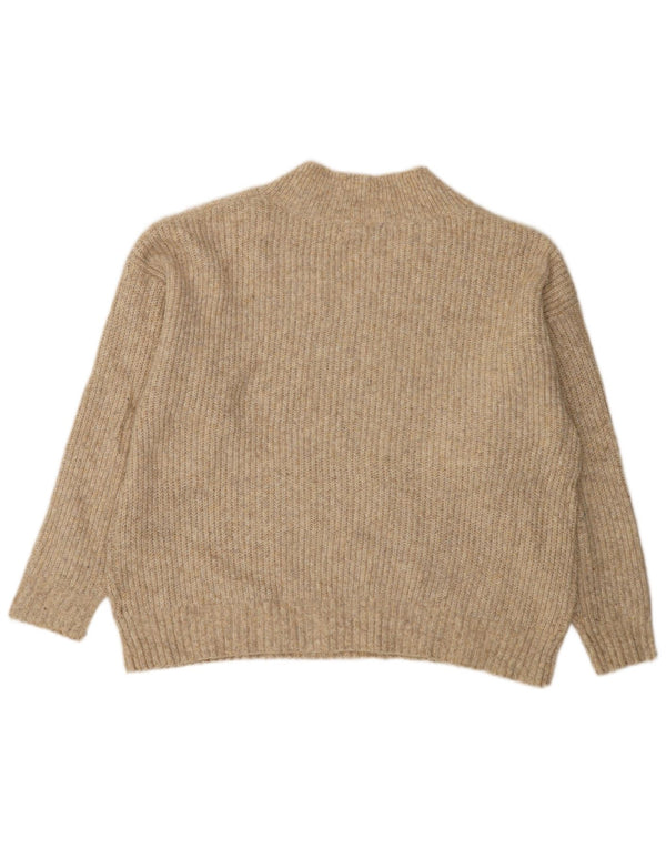 Marks & Spencer Womens V-Neck Jumper Sweater UK 16 Large Beige Flecked