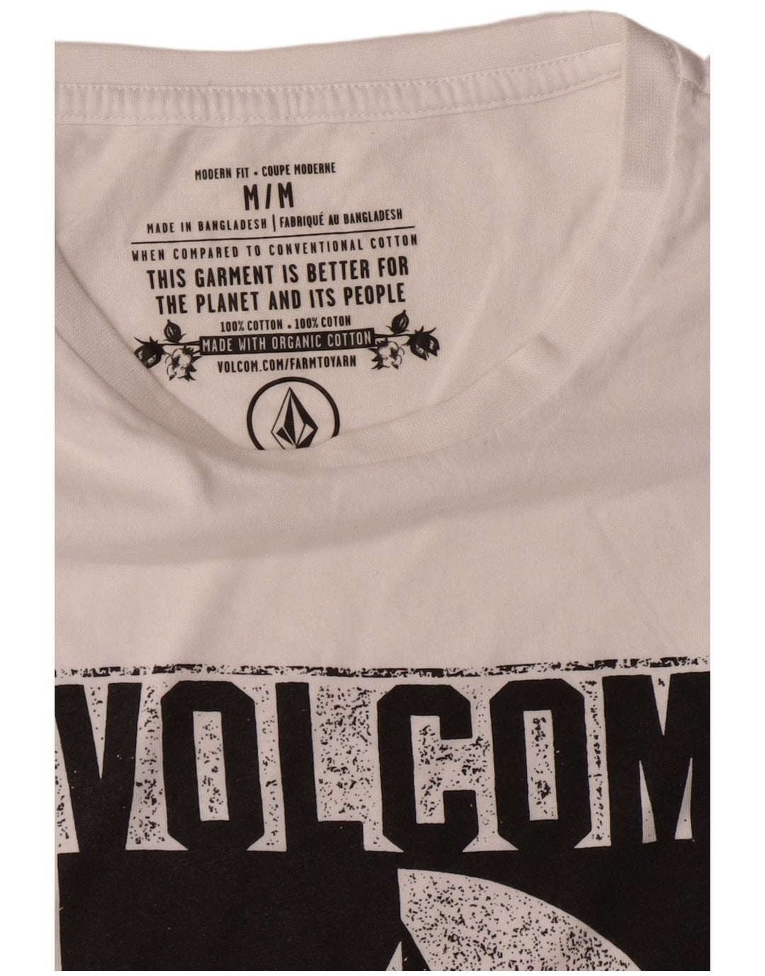 Volcom Mens Modern Fit Graphic T-Shirt Top Medium White Cotton