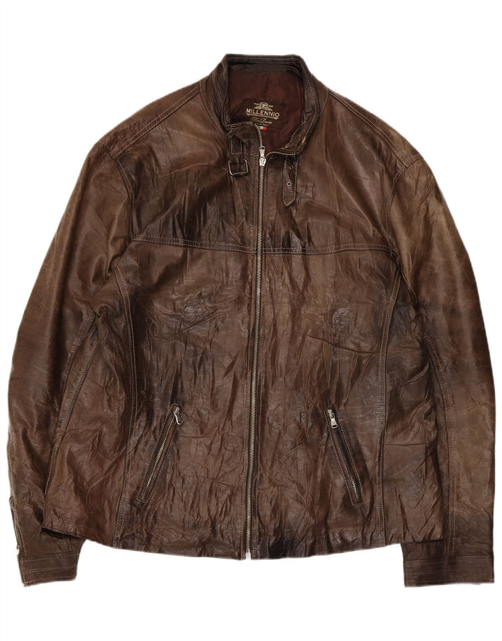 Vintage Mens Leather Jacket UK 40 Large Brown Leather