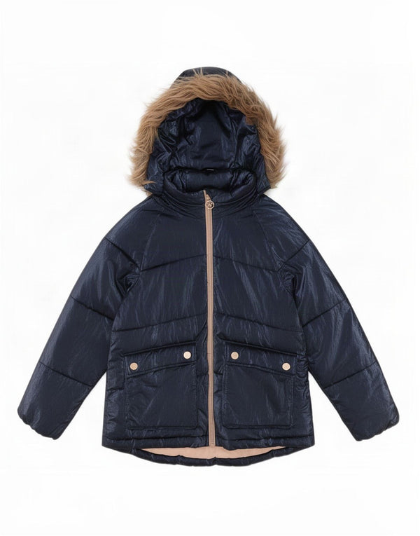 Michael Kors Girls Hooded Padded Jacket 10-11 Years Navy Blue Polyester