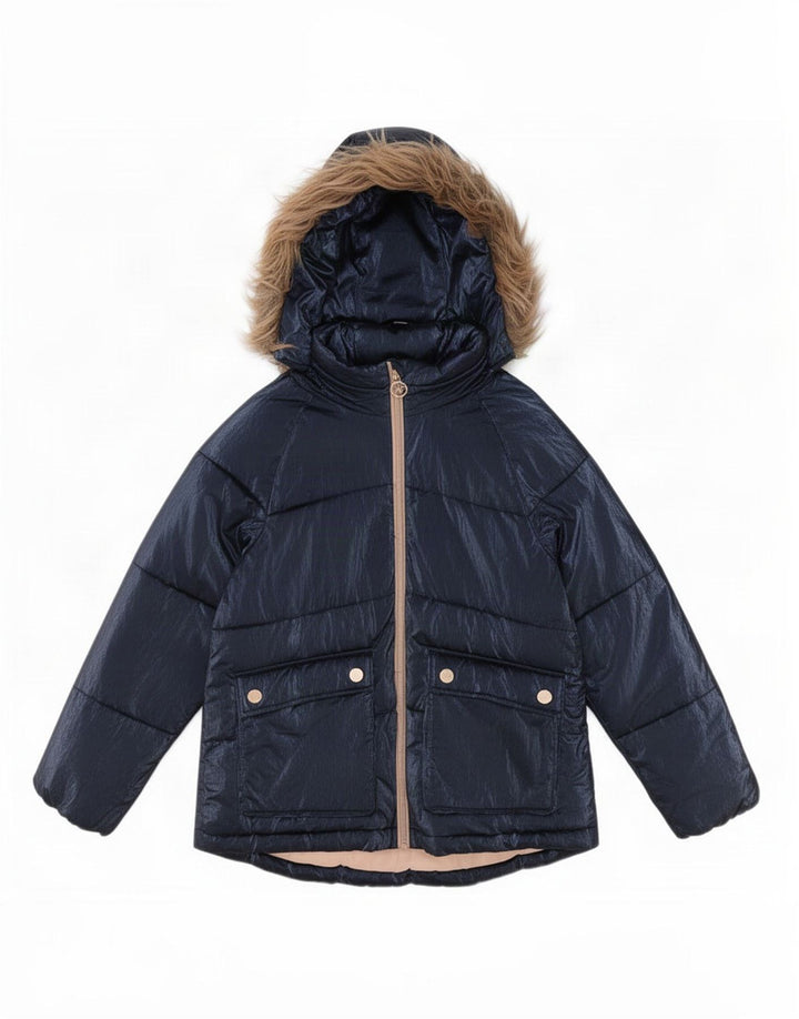 Michael Kors Girls Hooded Padded Jacket 10-11 Years Navy Blue Polyester