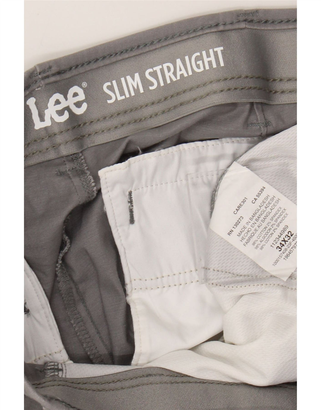 LEE Mens Straight Slim Cropped Trousers W34 L24 Grey Cotton