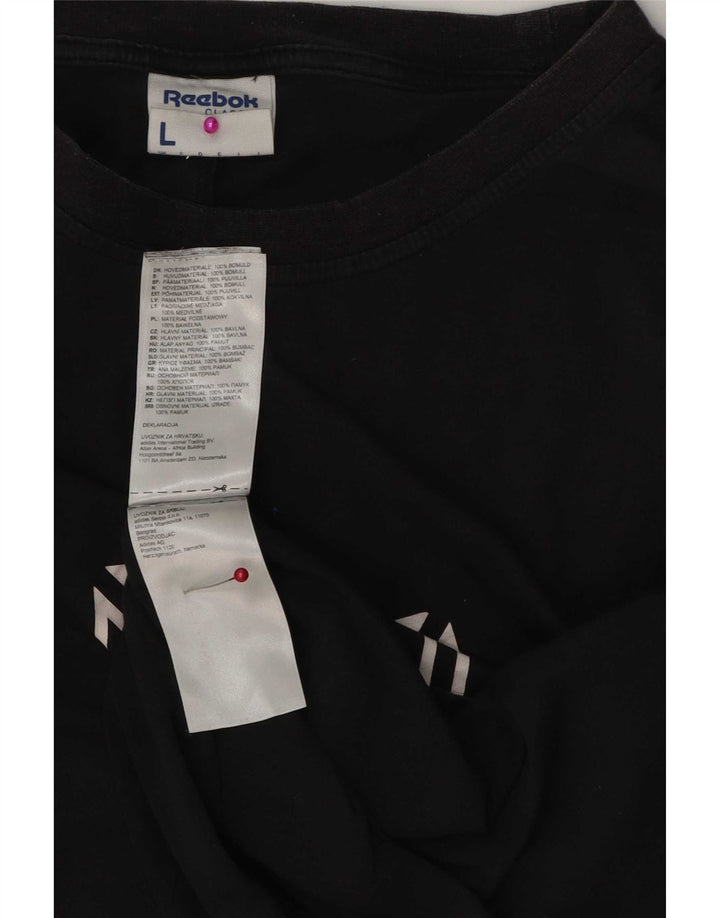 Reebok Mens Graphic T-Shirt Top Large Black Cotton