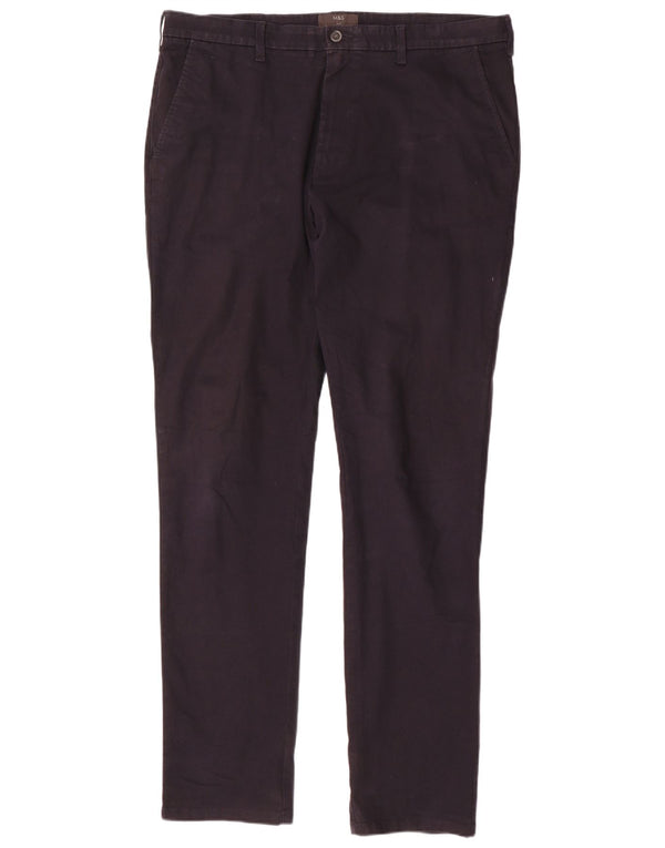 Marks & Spencer Mens Slim Chino Trousers W38 L35 Navy Blue Cotton