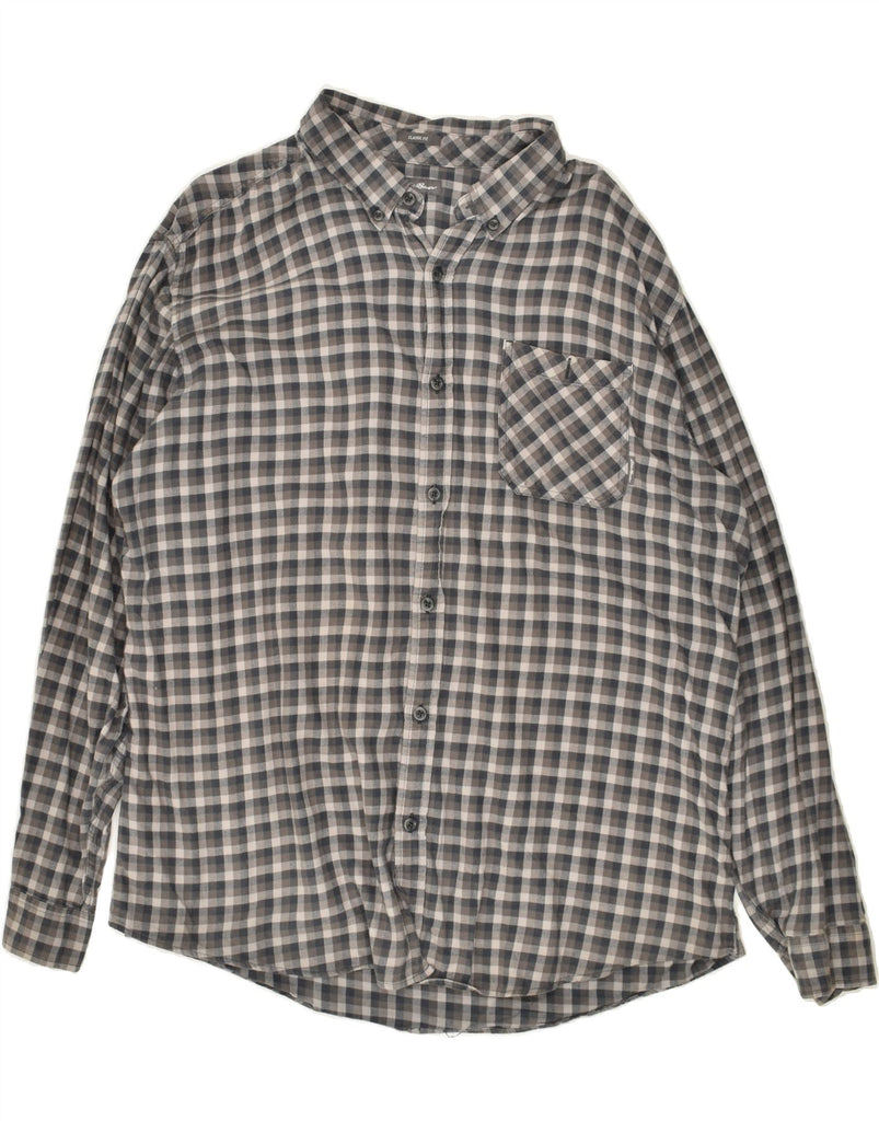 EDDIE BAUER Mens Classic Fit Shirt 2XL Grey Check Cotton | Vintage Eddie Bauer | Thrift | Second-Hand Eddie Bauer | Used Clothing | Messina Hembry 