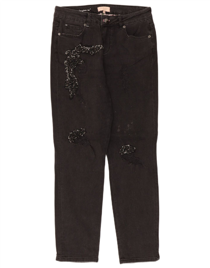 Ted Baker Womens Distressed Slim Jeans W28 L28 Black Cotton