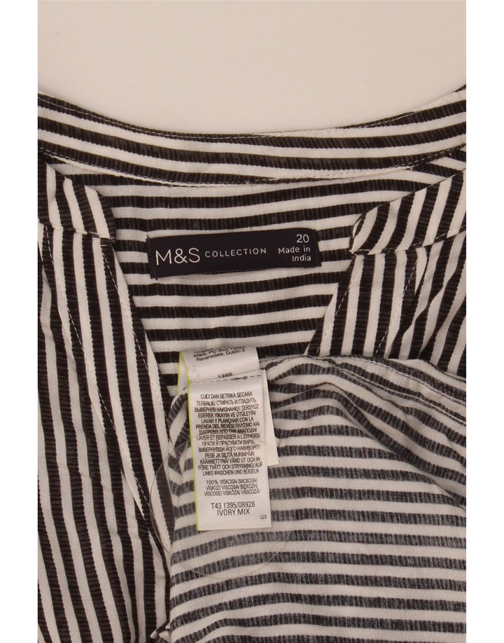 MARKS & SPENCER Womens Oversized Shirt Blouse UK 20 2XL Grey Pinstripe