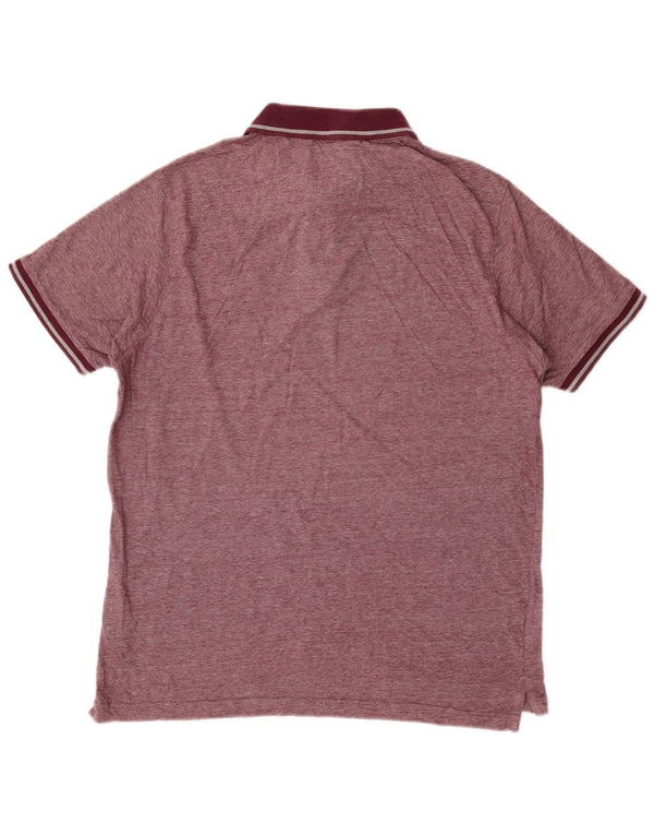 Pierre Cardin Mens Polo Shirt Large Maroon Pinstripe Cotton