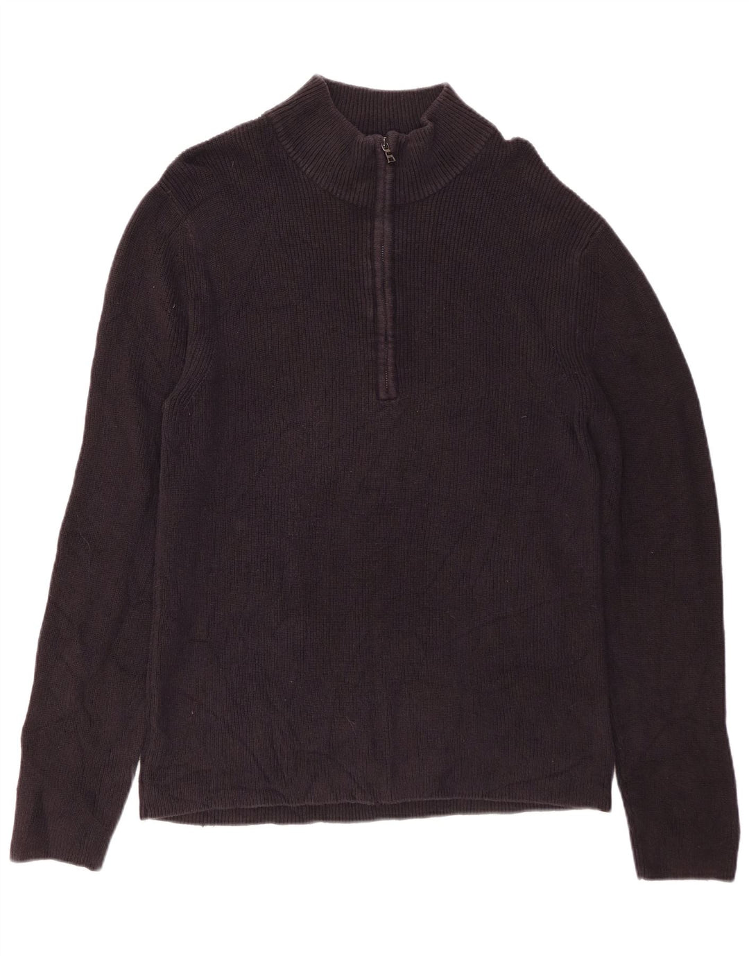 CALVIN KLEIN Mens Zip Neck Jumper Sweater XL Black Cotton