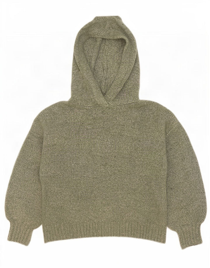 Zara Womens Hooded Oversized Jumper Sweater UK 14 Medium Green Flecked