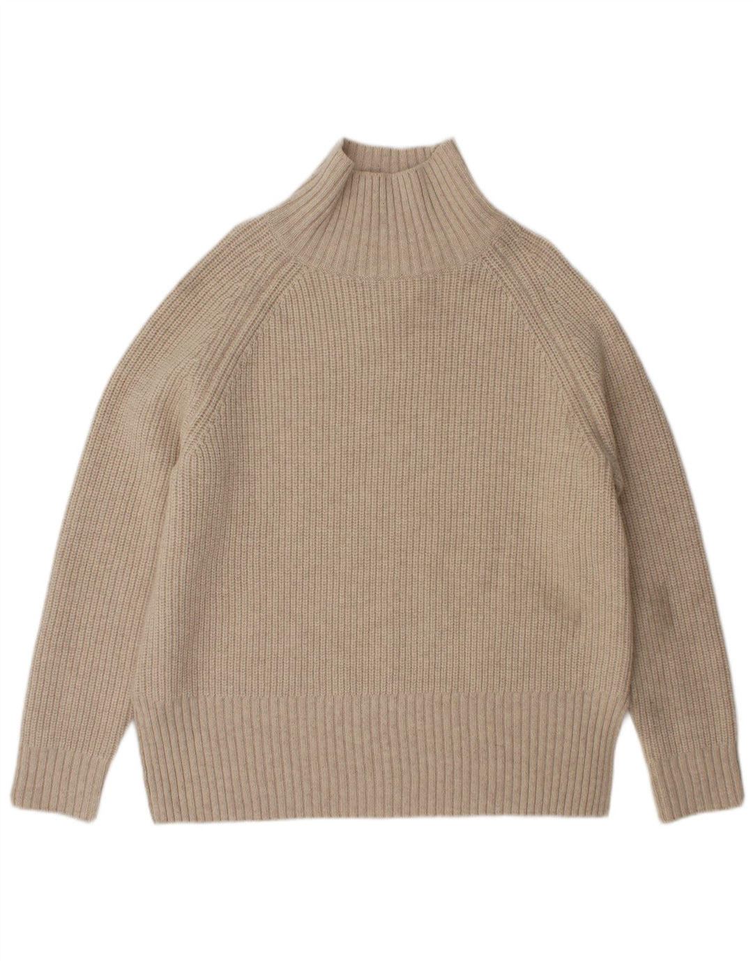 Zara Womens Oversized Turtle Neck Jumper Sweater UK 10 Small Beige Wool
