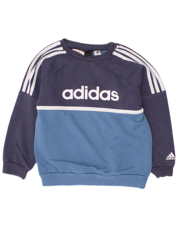 Adidas Boys Graphic Sweatshirt Jumper 2-3 Years Navy Blue Colourblock
