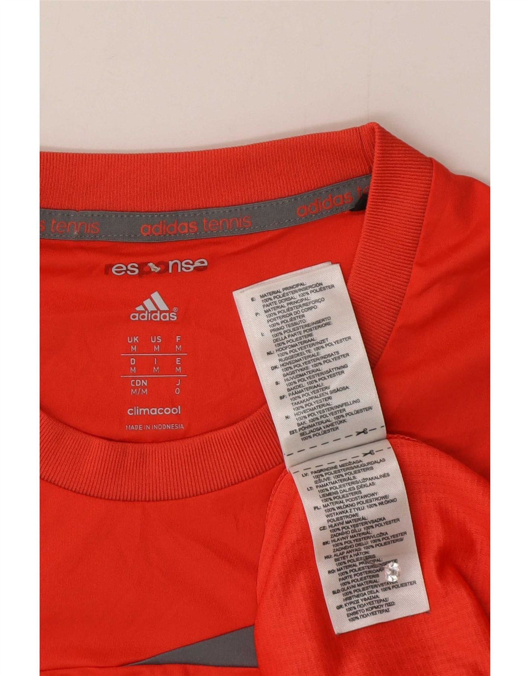 Adidas Mens Climacool T-Shirt Top Medium Red Colourblock Polyester
