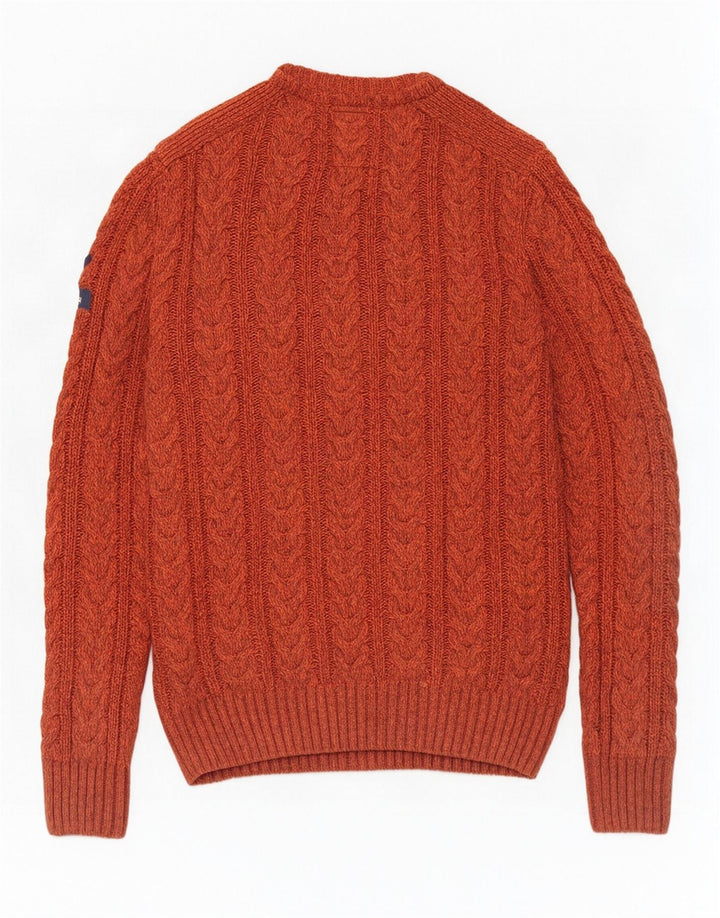 Superdry Mens Crew Neck Jumper Sweater Medium Brown Flecked Acrylic