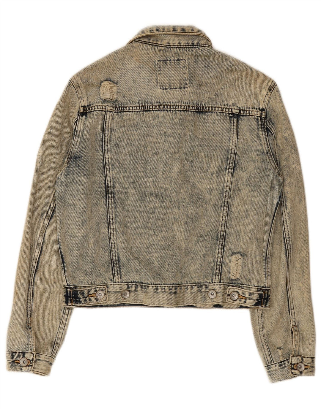 Superdry Womens Crop Distressed Acid Wash Denim Jacket UK 8 Small Blue