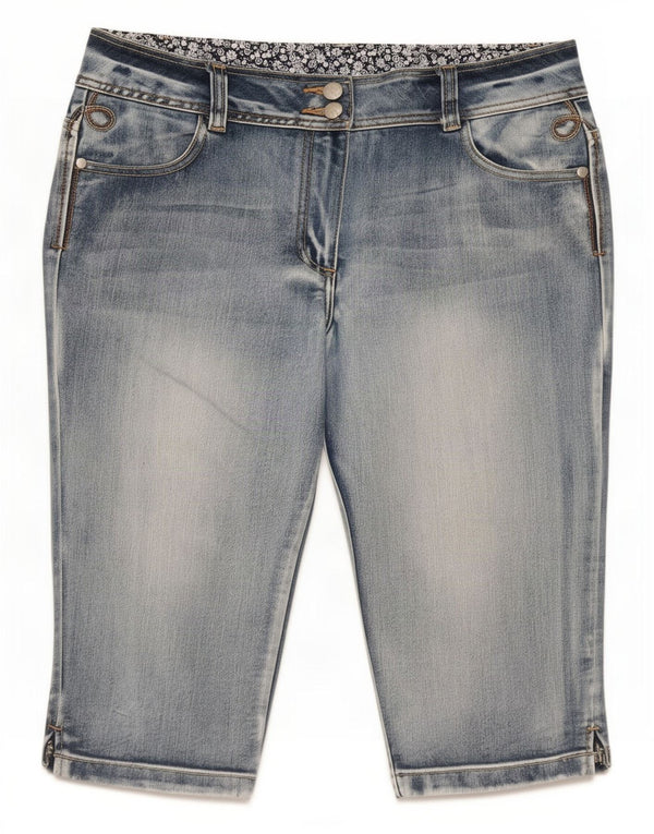 M&Co Womens Bermuda Denim Shorts UK 14 Large W34 Blue Cotton